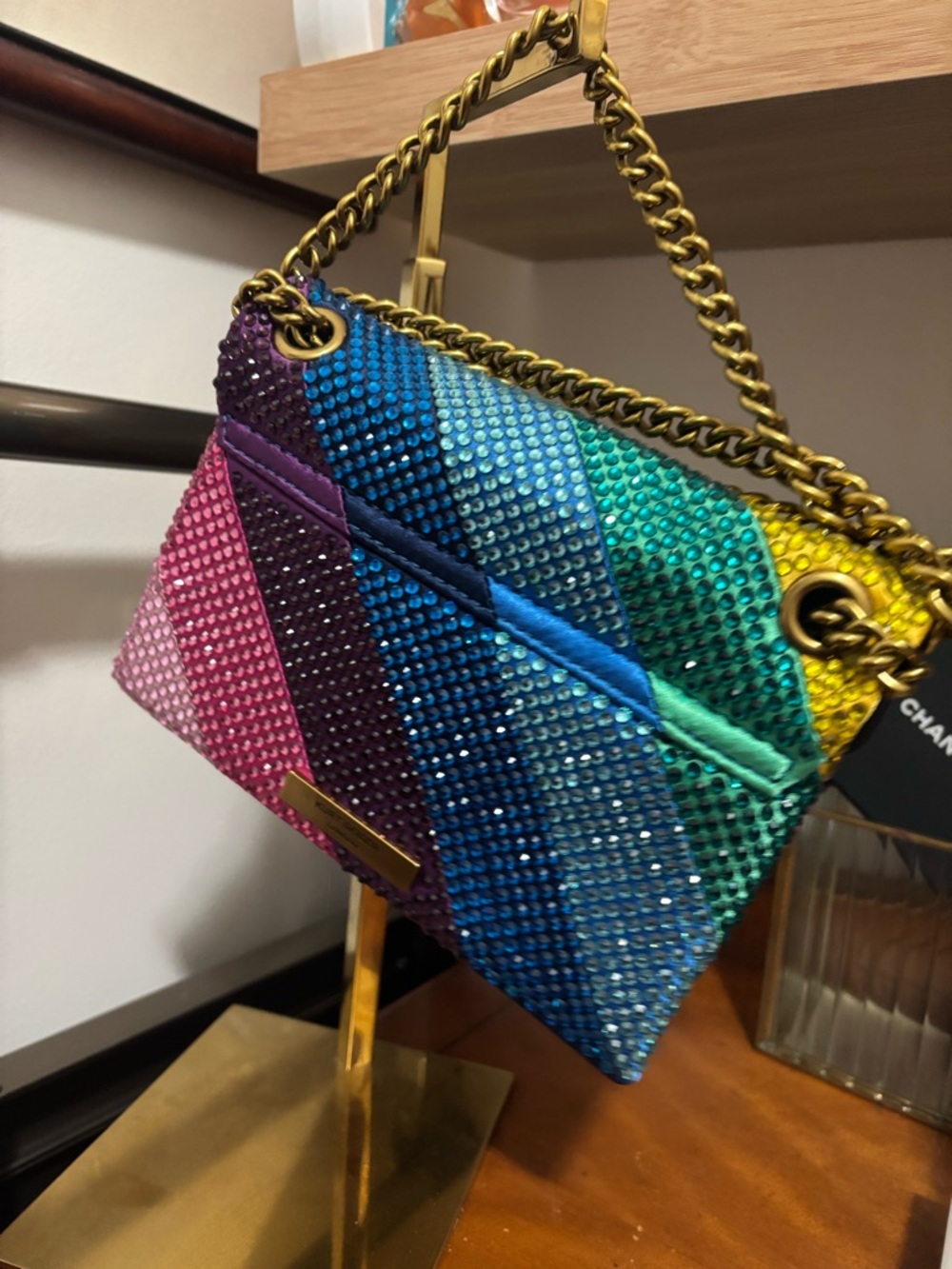 Kurt Geiger Multicolor Crystal-Striped Crossbody Bag - Picture 10 of 11